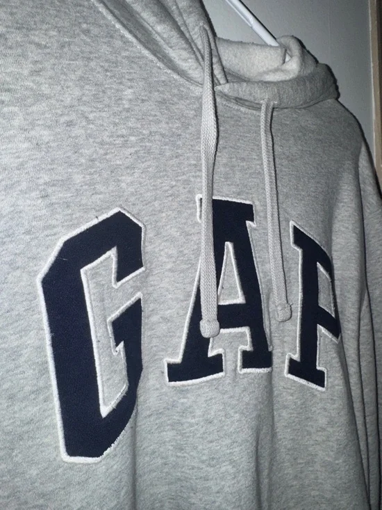 GAP Gray Crewneck Hoodie with Navy Logo - Picture 3 of 3